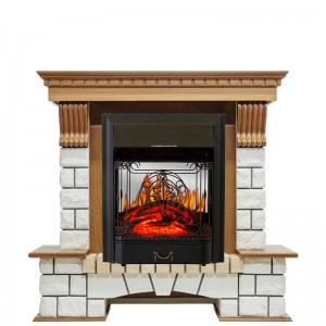 Каминокомплект Royal Flame Pierre Luxe - Дуб / Белый с очагом Majestic FX M Black