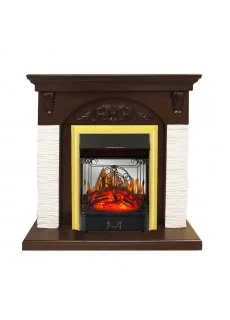 Каминокомплект Royal Flame Bern Сланец мелкий белый / Темный дуб с очагом Majestic FX M Brass
