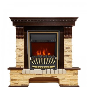 Каминокомплект Royal Flame Pierre Luxe угловой - Темный дуб / Сланец с очагом Aspen Gold