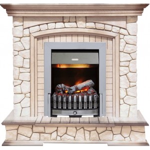 Каминокомплект Dimplex Preston - Белый/Слоновая кость с патиной с очагом Danville Chrome FB2