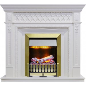 Каминокомплект Dimplex Alexandria - Белый дуб с очагом Danville Antique Brass FB2