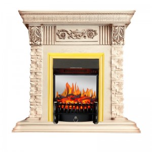 Каминокомплект Royal Flame Luxemburg (каменный) - Сланец/Cлоновая кость с патиной с очагом Fobos FX M Brass