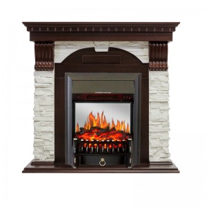 Каминокомплект Royal Flame Dublin - Темный дуб / Сланец белый с очагом Fobos FX M Black