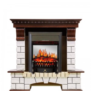Каминокомплект Royal Flame Pierre Luxe угловой - Темный дуб / Белый с очагом Fobos FX M Black