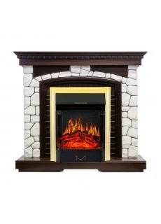 Каминокомплект Royal Flame Glasgow - Темный дуб / Белый с очагом Majestic FX Brass