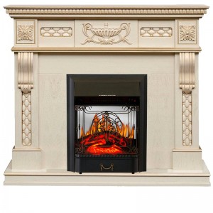 Каминокомплект Royal Flame Corsica - Слоновая кость с патиной (Ширина 1100) с очагом Majestic FX M Black