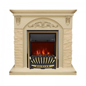 Каминокомплект Royal Flame Bern Сланец крупный бежевый / Алебастр темная патина с очагом Aspen Gold