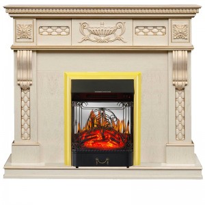 Каминокомплект Royal Flame Corsica - Слоновая кость с патиной (Ширина 1100) с очагом Majestic FX M Brass