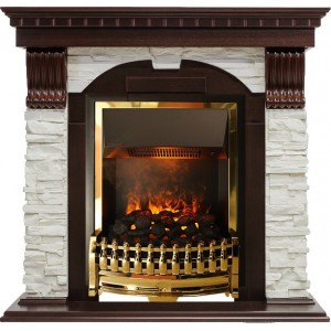 Каминокомплект Dimplex Dublin - Темный дуб / Сланец белый с очагом Atherton