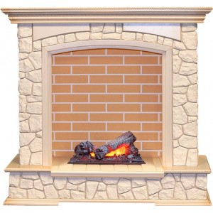 Каминокомплект Dimplex Preston - Слоновая кость с патиной / Кирпич с очагом Cassette 400 NH