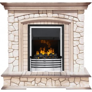 Каминокомплект Dimplex Preston - Белый/Слоновая кость с патиной с очагом Flagstaff