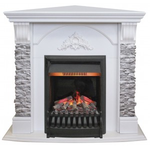 Каминокомплект RealFlame Athena Corner (угловой) GR WT с очагом Oregan 3D