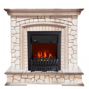 Каминокомплект Royal Flame Preston - Белый/Слоновая кость с патиной с очагом Aspen Black