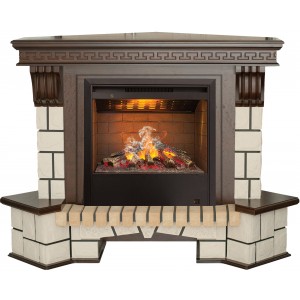 Каминокомплект RealFlame Stone New Corner (угловой) 26 AO с очагом Helios 3D
