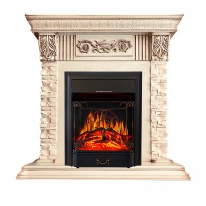 Каминокомплект Royal Flame Luxemburg (каменный) - Сланец/Cлоновая кость с патиной с очагом Majestic FX Black
