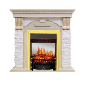 Каминокомплект Royal Flame Dublin - Слоновая кость с патиной / Сланец крем с очагом Fobos FX M Brass