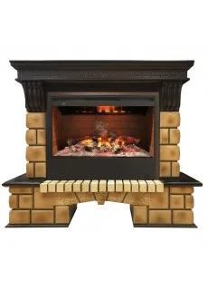 Каминокомплект RealFlame Stone Brick 26 AO с очагом Helios 26 3D