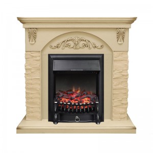 Каминокомплект Royal Flame Bern Сланец крупный бежевый / Алебастр темная патина с очагом Fobos FX Black