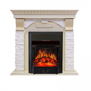Каминокомплект Royal Flame Dublin - Слоновая кость с патиной / Сланец крем с очагом Majestic FX Black