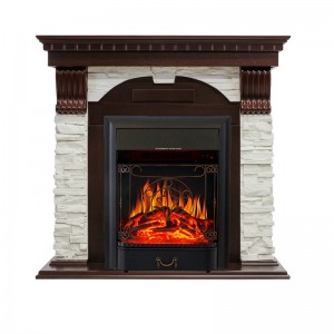 Каминокомплект Royal Flame Dublin - Темный дуб / Сланец белый с очагом Majestic FX Black