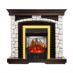 Каминокомплект Royal Flame Glasgow - Темный дуб / Белый с очагом Majestic FX M Brass