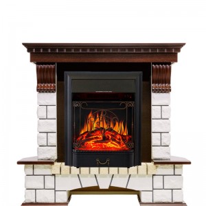 Каминокомплект Royal Flame Pierre Luxe угловой - Темный дуб / Белый с очагом Majestic FX Black