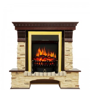 Каминокомплект Royal Flame Pierre Luxe - Темный дуб / Сланец с очагом Fobos FX Brass