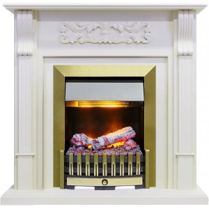 Каминокомплект Dimplex Venice - Фактурный белый с очагом Danville Antique Brass FB2