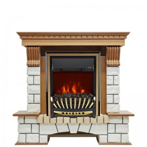 Каминокомплект Royal Flame Pierre Luxe - Дуб / Белый с очагом Aspen Gold
