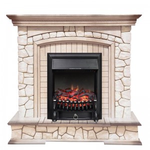 Каминокомплект Royal Flame Preston - Белый/Слоновая кость с патиной с очагом Fobos FX Black