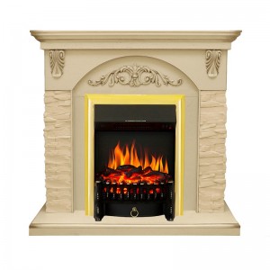 Каминокомплект Royal Flame Bern Сланец крупный бежевый / Алебастр темная патина с очагом Fobos FX Brass