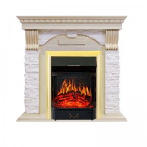 Каминокомплект Royal Flame Dublin - Слоновая кость с патиной / Сланец крем с очагом Majestic FX Brass