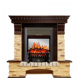 Каминокомплект Royal Flame Pierre Luxe угловой - Темный дуб / Сланец с очагом Fobos FX M Black