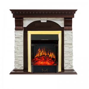 Каминокомплект Royal Flame Dublin - Темный дуб / Сланец белый с очагом Majestic FX Brass
