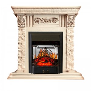 Каминокомплект Royal Flame Luxemburg (каменный) - Сланец/Cлоновая кость с патиной с очагом Majestic FX M Black