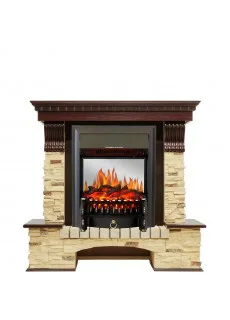 Каминокомплект Royal Flame Pierre Luxe - Темный дуб / Сланец с очагом Fobos FX M Black