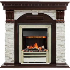 Каминокомплект Dimplex Dublin - Темный дуб / Сланец белый с очагом Cavendish