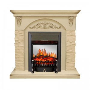 Каминокомплект Royal Flame Bern Сланец крупный бежевый / Алебастр темная патина с очагом Fobos FX M Black
