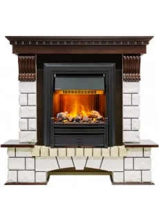 Каминокомплект Dimplex Pierre Luxe угловой - Темный дуб / Белый (Высота 1020мм) с очагом Brookline Black