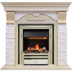 Каминокомплект Dimplex Dublin - Слоновая кость с патиной / Сланец крем с очагом Cavendish