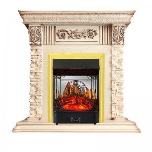 Каминокомплект Royal Flame Luxemburg (каменный) - Сланец/Cлоновая кость с патиной с очагом Majestic FX M Brass