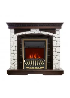Каминокомплект Royal Flame Glasgow - Темный дуб / Белый с очагом Aspen Gold