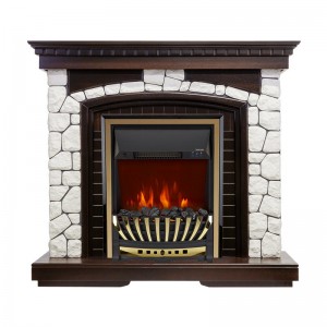 Каминокомплект Royal Flame Glasgow - Темный дуб / Белый с очагом Aspen Gold