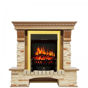 Каминокомплект Royal Flame Pierre Luxe - Дуб / Сланец с очагом Fobos FX Brass