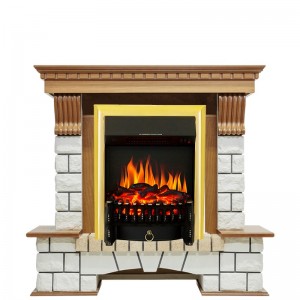 Каминокомплект Royal Flame Pierre Luxe - Дуб / Белый с очагом Fobos FX Brass