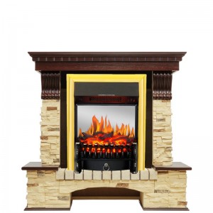 Каминокомплект Royal Flame Pierre Luxe - Темный дуб / Сланец с очагом Fobos FX M Brass