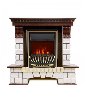 Каминокомплект Royal Flame Pierre Luxe - Темный дуб / Белый с очагом Aspen Gold