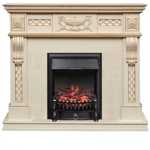 Каминокомплект Royal Flame Corsica - Слоновая кость с патиной (Ширина 1100) с очагом Fobos FX Black