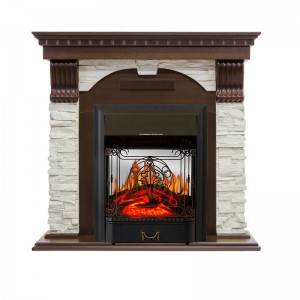 Каминокомплект Royal Flame Dublin угловой - Темный дуб / Сланец белый с очагом Majestic FX M Black