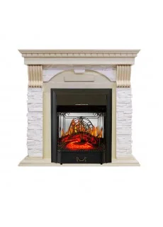 Каминокомплект Royal Flame Dublin - Слоновая кость с патиной / Сланец крем с очагом Majestic FX M Black